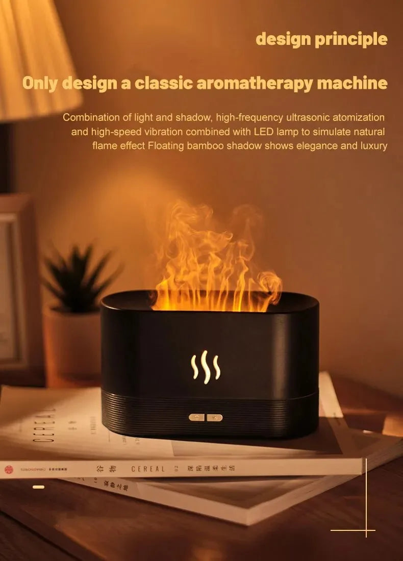 Ultrasonic Aroma Diffuser – Cool Mist Maker with LED Flame Lamp - Loovy # 