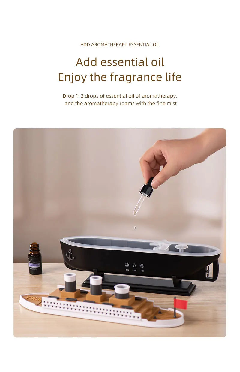 Retro Boat Ultrasonic Aromatherapy Humidifier with Remote Control - Loovy # 