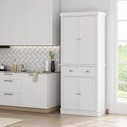 Utility Pantry Storage Cabinet - Freestanding with Doors & Drawers - Loovy # 