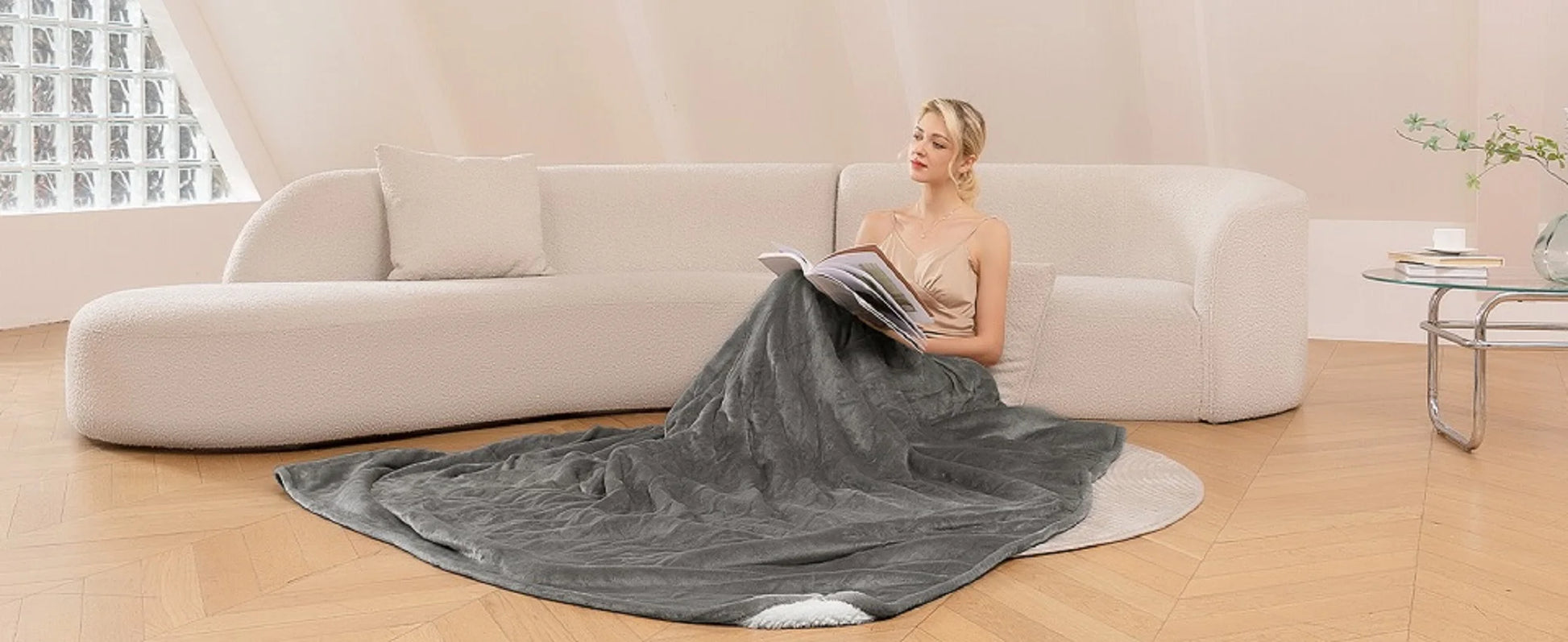 50x60 Inch Electric Heated Blanket – Soft Cashmere Throw with 6 Heating Levels & 4-Hour Auto-Off - Loovy # 