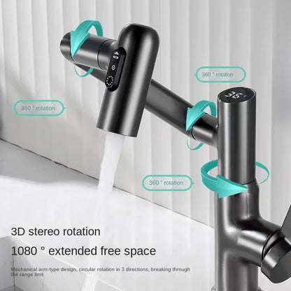 Digital Display LED Bathroom Basin Faucet – 360° Rotation, Hot & Cold Water Mixer - Loovy # 