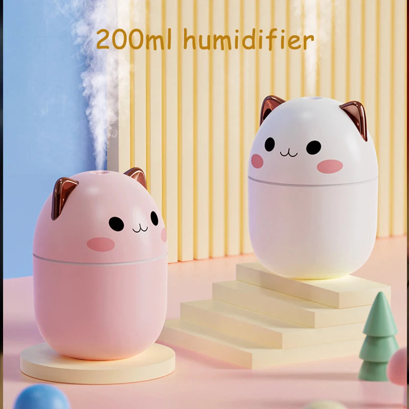 Portable 200ml Air Humidifier with Night Light – Kawaii Aroma Diffuser - Loovy # 