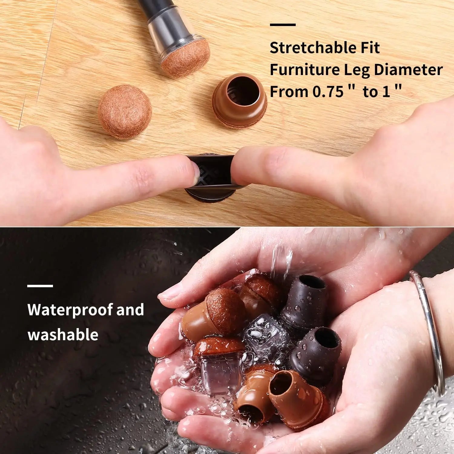 Chair Leg Caps - Thick Silicone & Felt Floor Protectors - Loovy # 