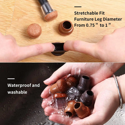 Chair Leg Caps - Thick Silicone & Felt Floor Protectors - Loovy # 