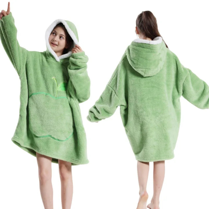 2025 Super Long Flannel Blanket Hoodie - Oversized Winter Pullover Fleece Sweatshirt for Women, Men & Kids - Loovy # 