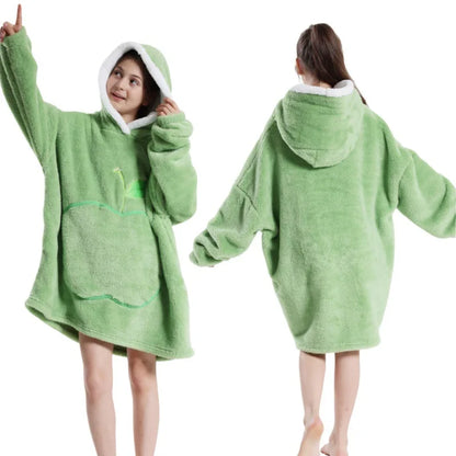 2025 Super Long Flannel Blanket Hoodie - Oversized Winter Pullover Fleece Sweatshirt for Women, Men & Kids - Loovy # 