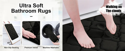 Memory Foam Bath Mat – Super Absorbent, Non-Slip Bathroom Rug, Bathrooms, restrooms, kitchens & doorways - Loovy # 