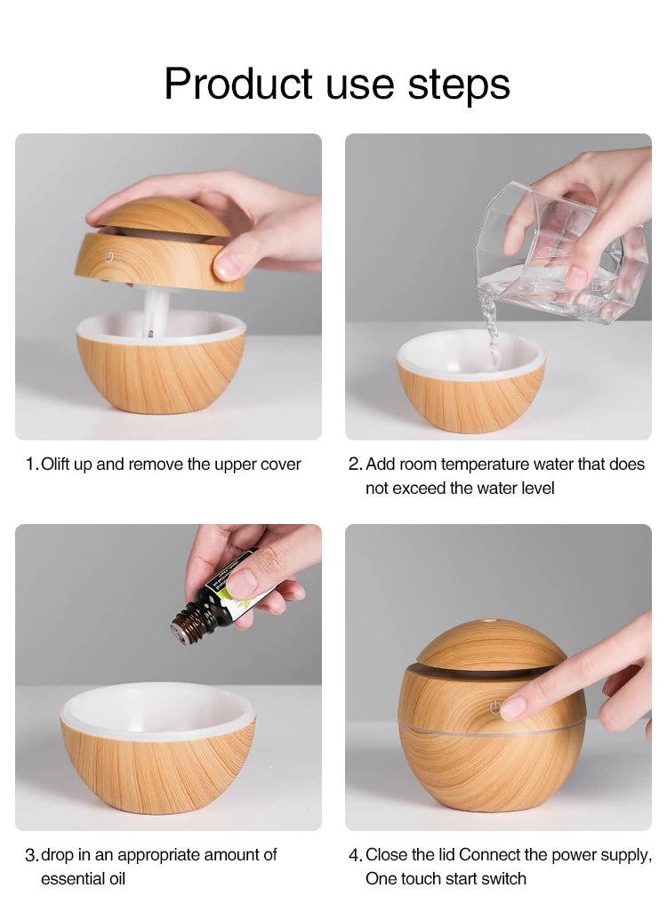 Mini USB Ultrasonic Wood Grain Aroma Diffuser & Air Humidifier - Loovy # 