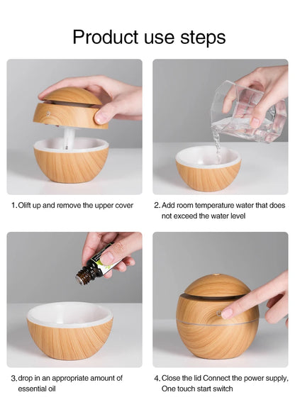 Mini USB Ultrasonic Wood Grain Aroma Diffuser & Air Humidifier - Loovy # 
