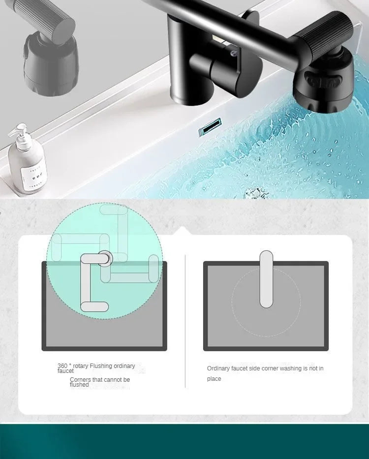 Mechanical Arm Universal Faucet – Deck-Mounted Basin Faucet with Two-Speed Control for Bathroom & Kitchen - Loovy # 