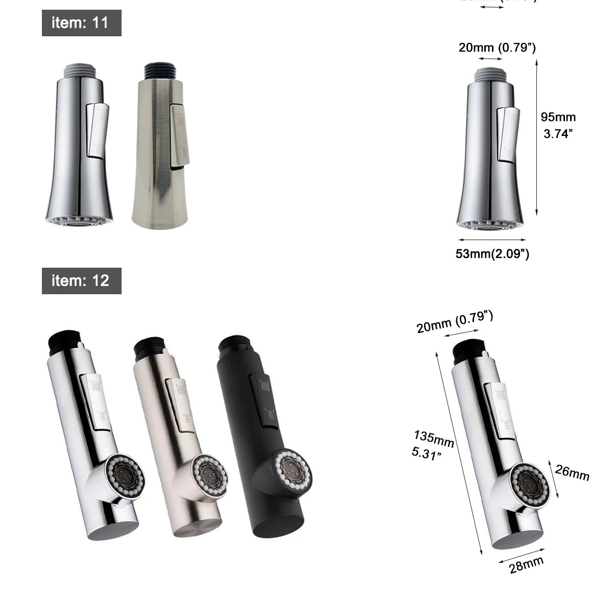 G1/2 Kitchen Faucet Pull-Out Sprayer - Replacement Nozzle for Easy Cleaning - Loovy # 