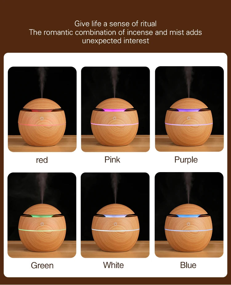 Mini USB Ultrasonic Wood Grain Aroma Diffuser & Air Humidifier - Loovy # 