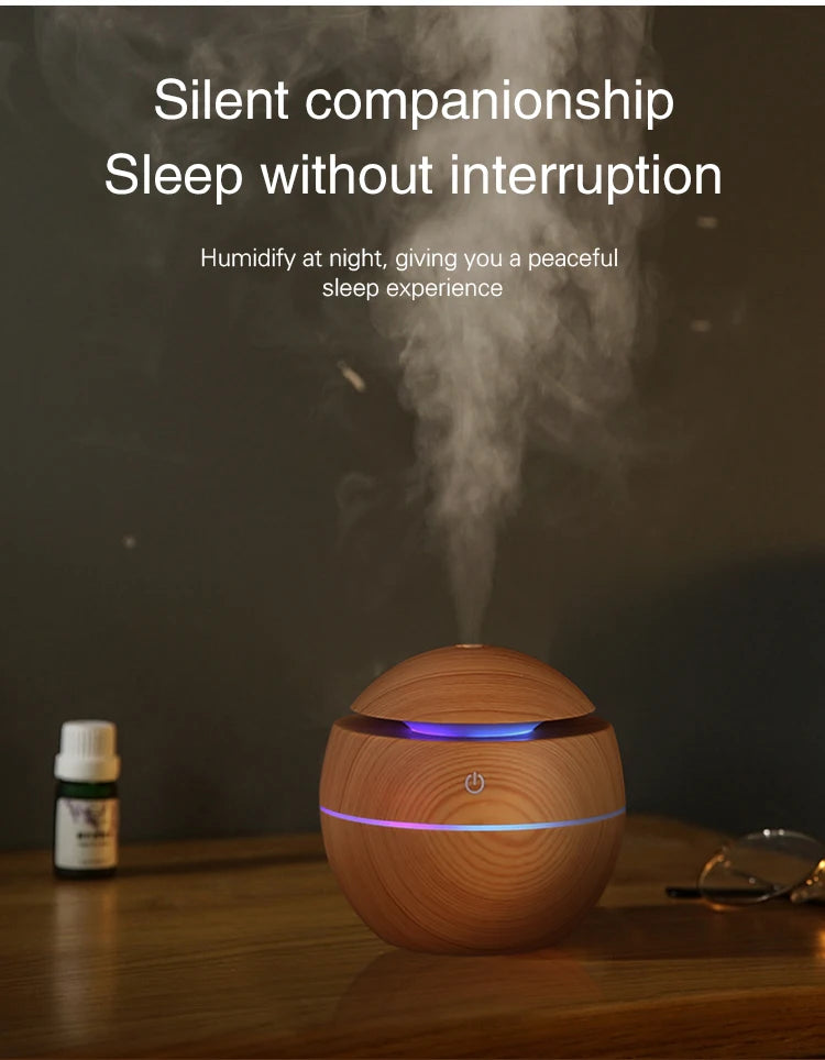 Mini USB Ultrasonic Wood Grain Aroma Diffuser & Air Humidifier - Loovy # 
