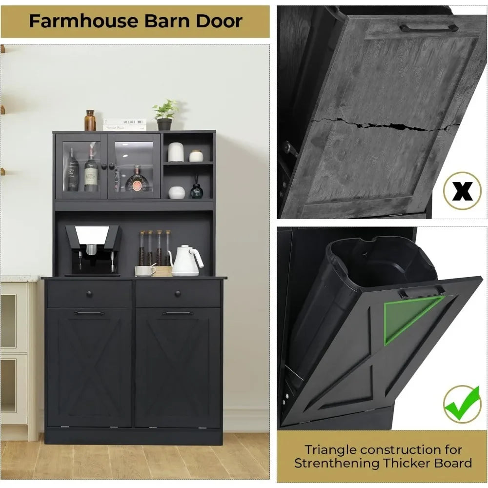 Dual Tilt-Out Trash Cabinet - Kitchen Storage with Modern Design - Loovy # 
