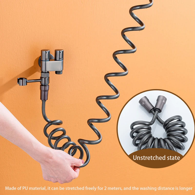 Zinc Alloy Wall-Mount Toilet Bidet Sprayer Set with Dual Outlet - Loovy # 