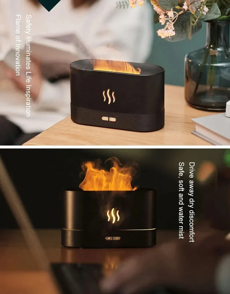 Ultrasonic Aroma Diffuser – Cool Mist Maker with LED Flame Lamp - Loovy # 