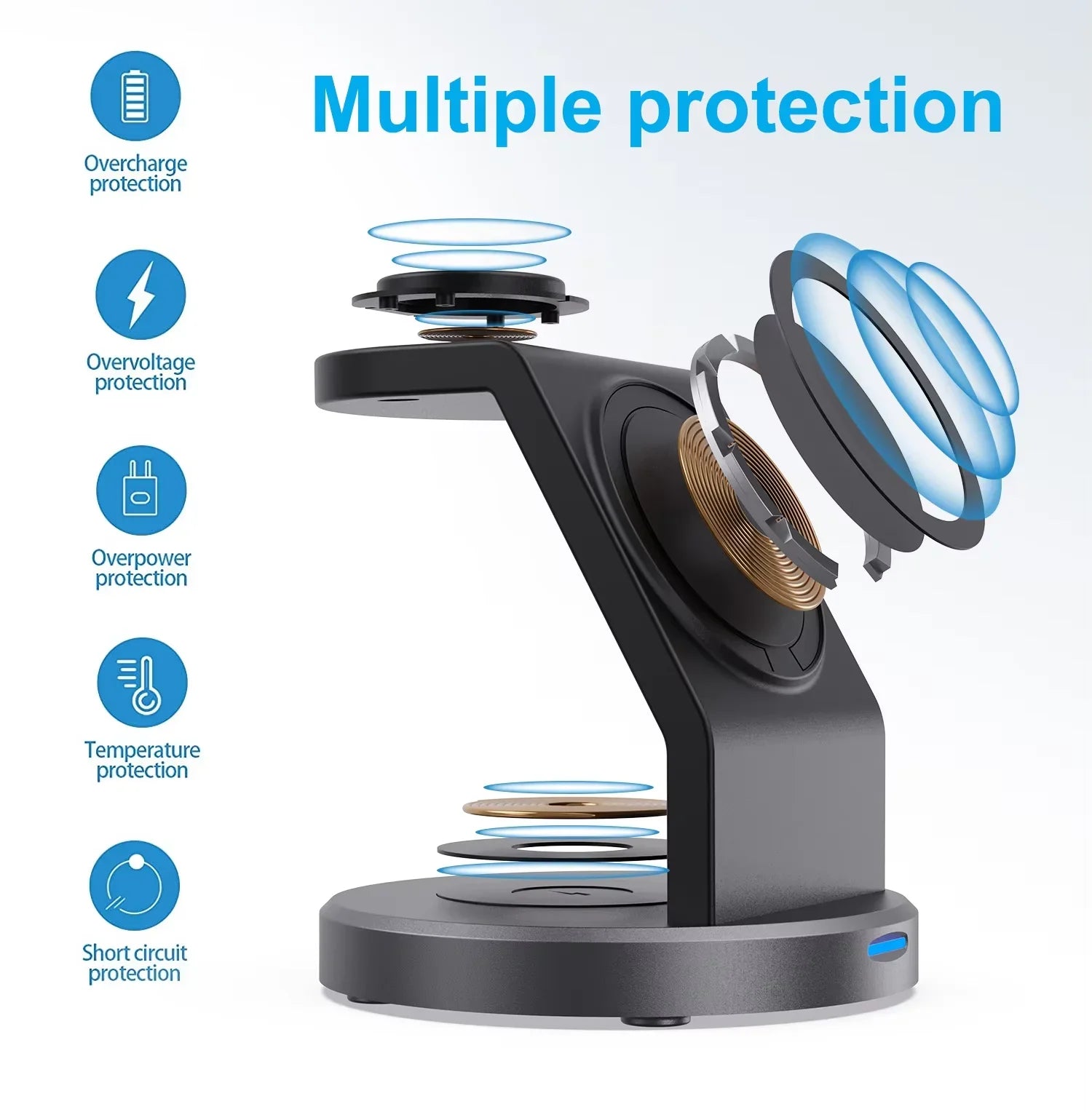 3-in-1 Magnetic Wireless Charger Stand – Fast Charging Dock Station for iPhone, Apple Watch, and AirPods - Loovy # 