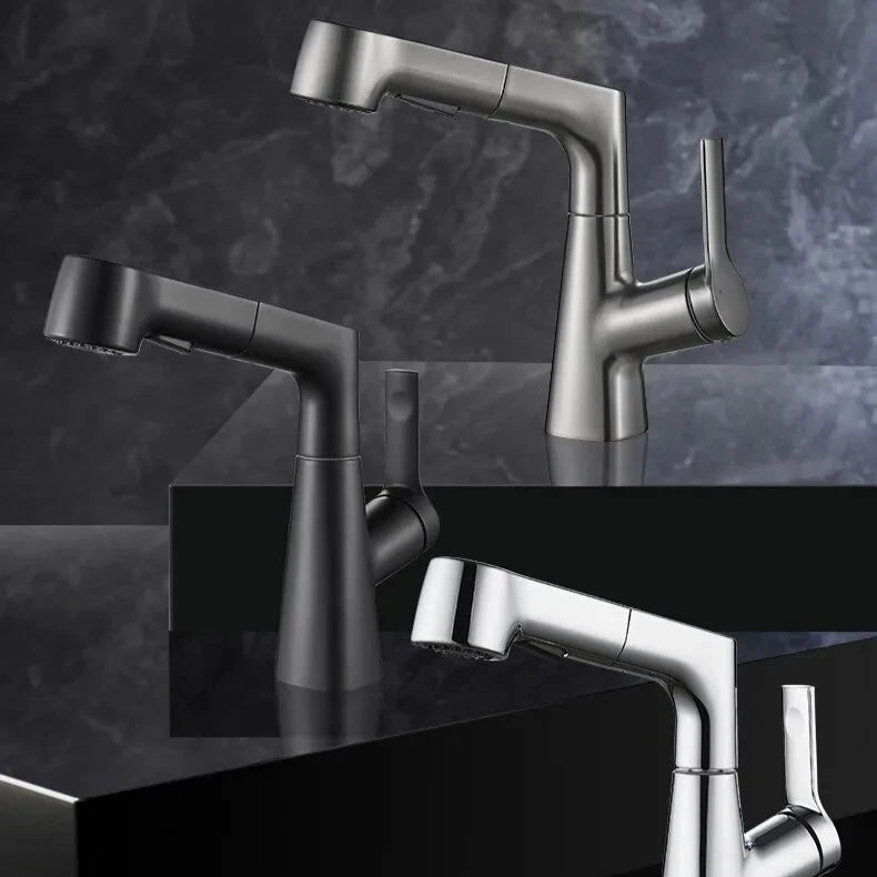 360-Degree Rotating Pull-Out Bathroom Faucet with Hot and Cold Water Control - Loovy # 
