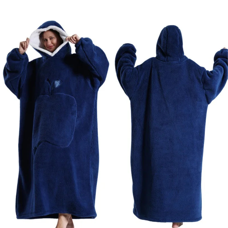 2025 Super Long Flannel Blanket Hoodie - Oversized Winter Pullover Fleece Sweatshirt for Women, Men & Kids - Loovy # 