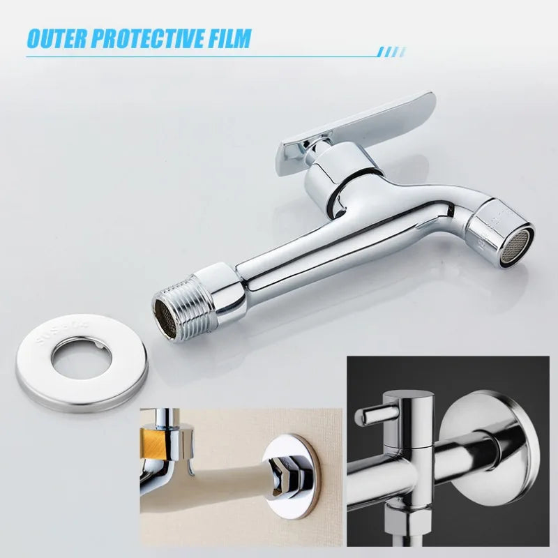 Decorative Stainless Steel Faucet Cover – Self-Adhesive Water Pipe Wall Hole Covers for Bathroom & Kitchen - Loovy # 