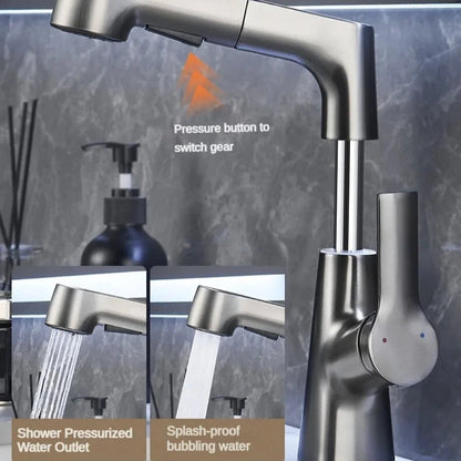 360-Degree Rotating Pull-Out Bathroom Faucet with Hot and Cold Water Control - Loovy # 