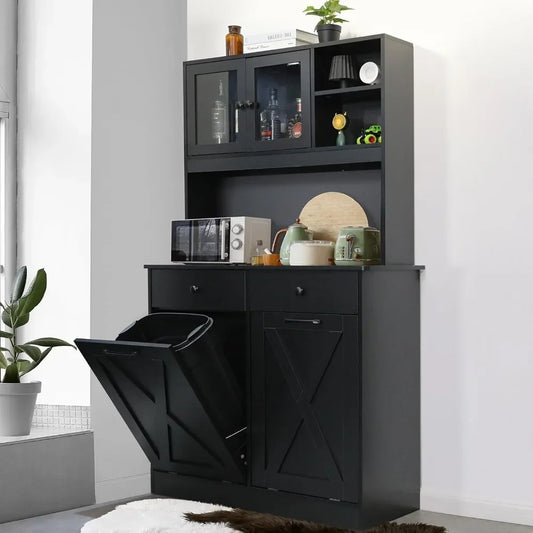 Dual Tilt-Out Trash Cabinet - Kitchen Storage with Modern Design - Loovy # 