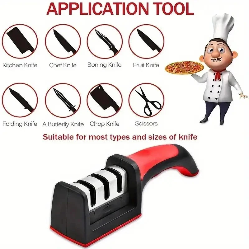 3-Stage Knife Sharpener - Quickly Sharpen Kitchen Knives with Ease - Loovy # 