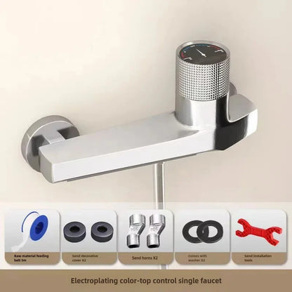 Wall-Mounted Waterfall Bathtub Faucet with Hand Shower – Gray Chrome Finish - Loovy # 
