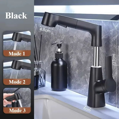 360-Degree Rotating Pull-Out Bathroom Faucet with Hot and Cold Water Control - Loovy # 
