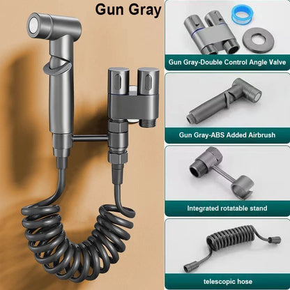 Zinc Alloy Wall-Mount Toilet Bidet Sprayer Set with Dual Outlet - Loovy # 