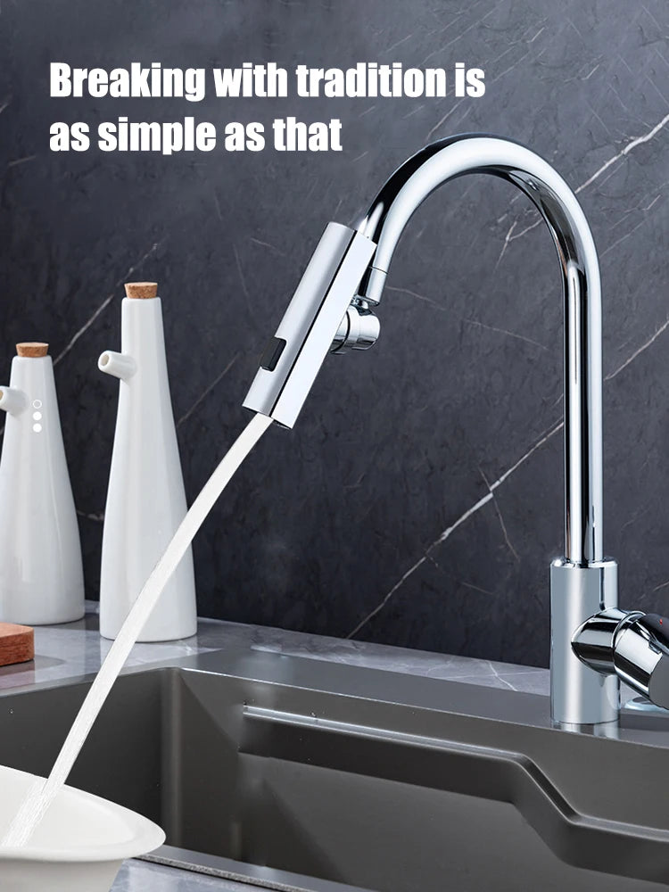 New Kitchen Waterfall Three-mode Universal Swivel Extension Faucet Splash-proof Nozzle Sink Multi-function - Loovy # 