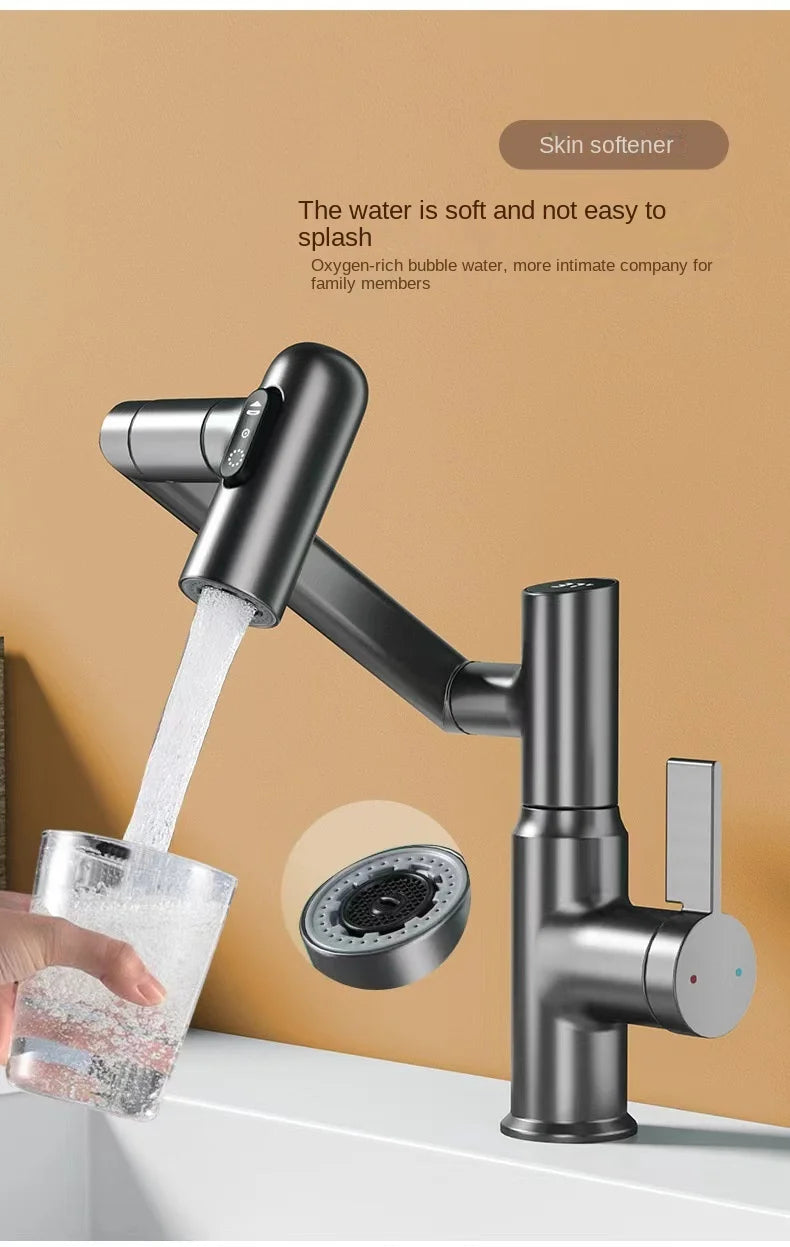 Digital Display LED Bathroom Basin Faucet – 360° Rotation, Hot & Cold Water Mixer - Loovy # 