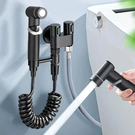 Zinc Alloy Wall-Mount Toilet Bidet Sprayer Set with Dual Outlet - Loovy # 