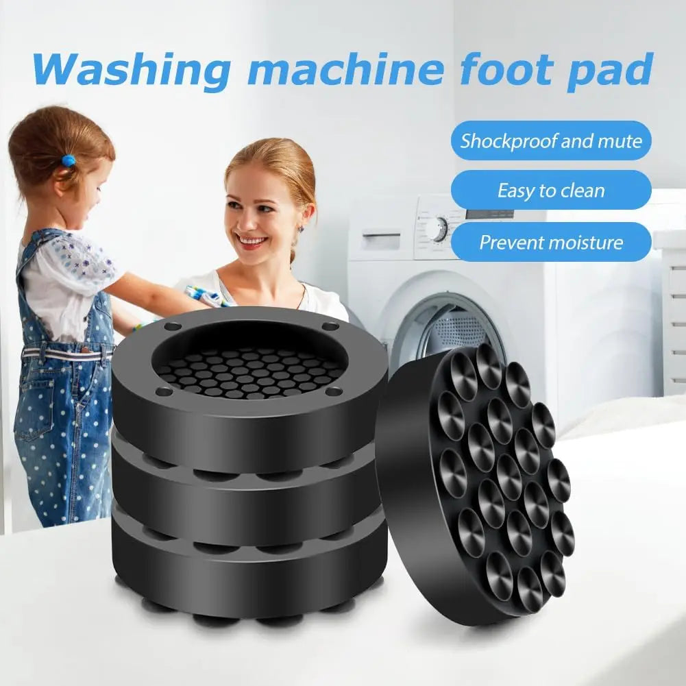 4 Pack Anti-Vibration Washing Machine Pads - Reduces Noise & Protects Floors - Loovy # 