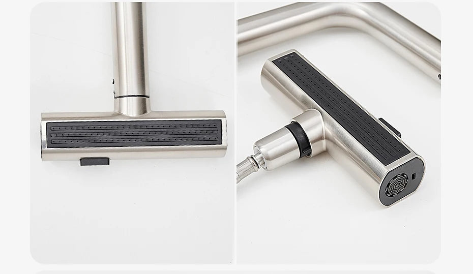 304 Stainless Steel Pull-Out Kitchen Faucet – Waterfall Hot and Cold Mixed Water Sink Tap, Multi-Function Rinse, Rotate - Loovy # 