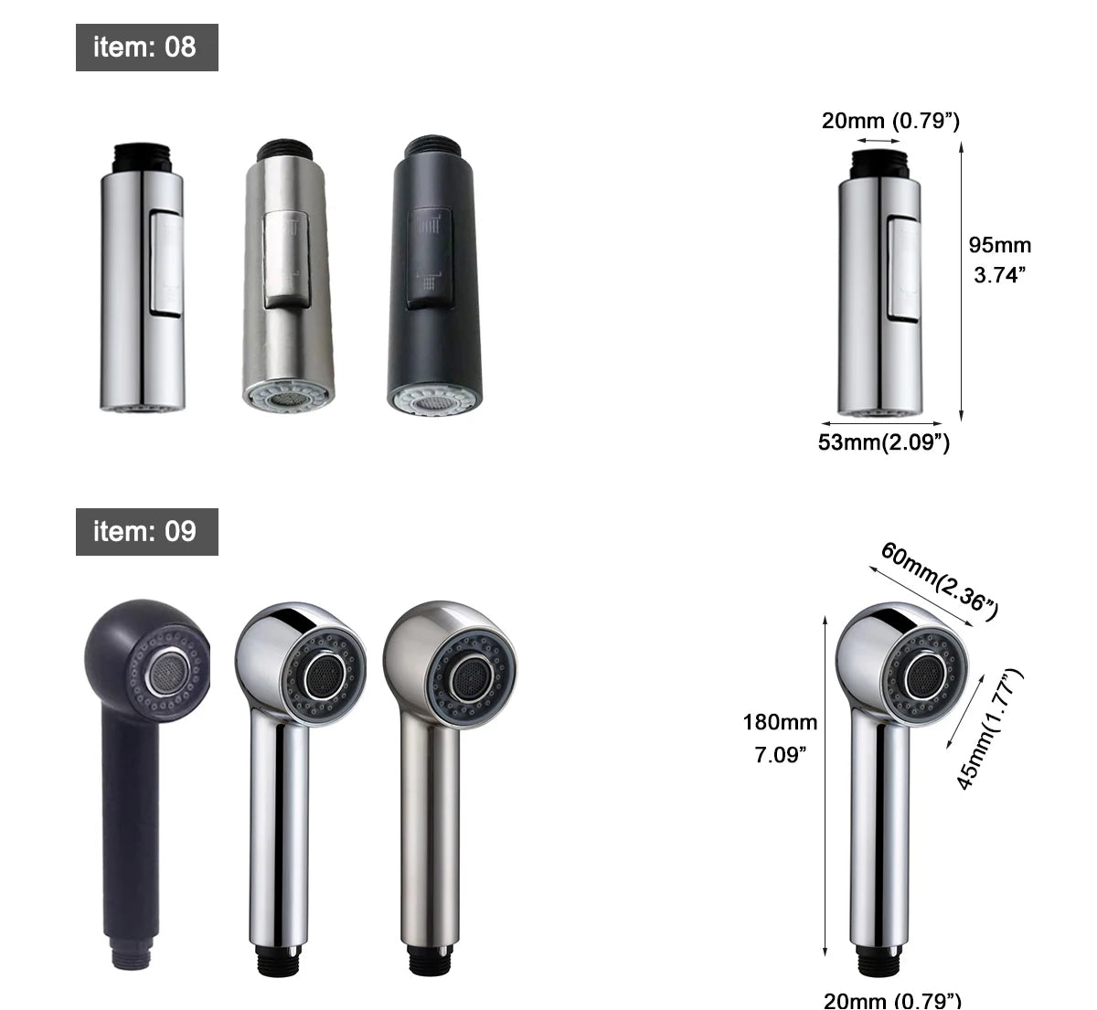 G1/2 Kitchen Faucet Pull-Out Sprayer - Replacement Nozzle for Easy Cleaning - Loovy # 