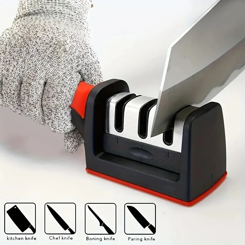 3-Stage Knife Sharpener - Quickly Sharpen Kitchen Knives with Ease - Loovy # 