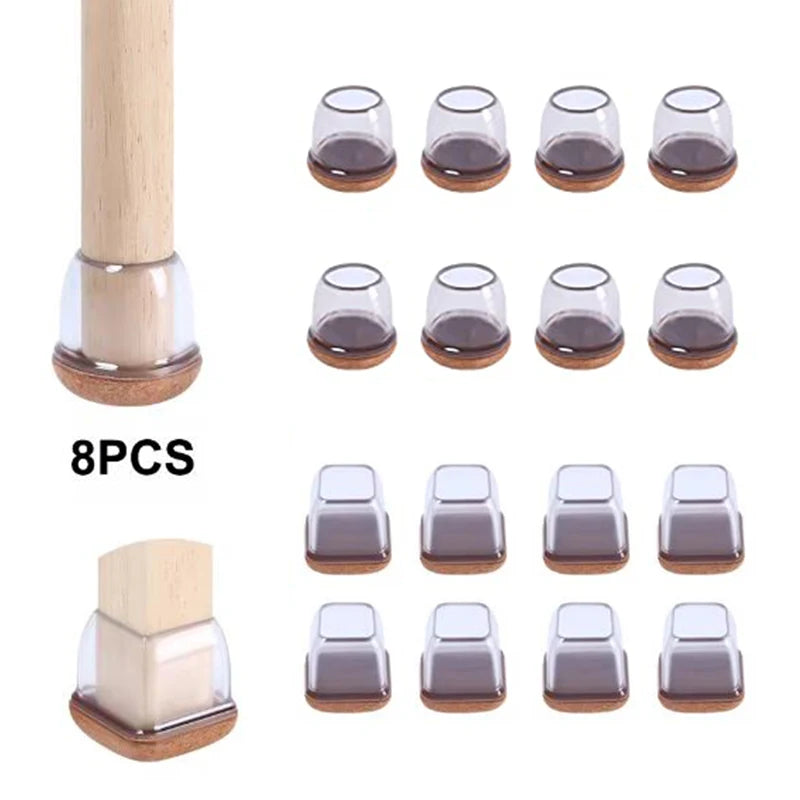 Chair Leg Caps - Thick Silicone & Felt Floor Protectors - Loovy # 