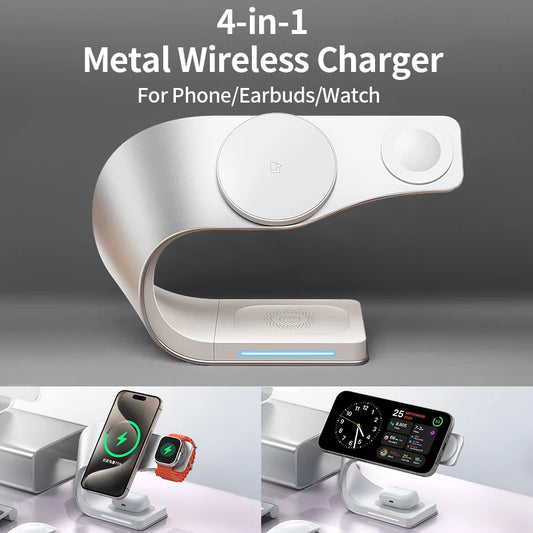 4-in-1 Magnetic Wireless Charging Station with Metal Shell - Loovy # 