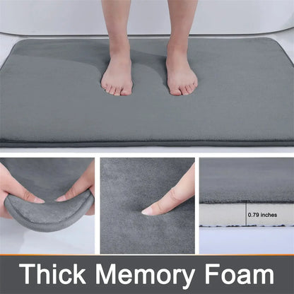 Memory Foam Bath Mat – Super Absorbent, Non-Slip Bathroom Rug, Bathrooms, restrooms, kitchens & doorways - Loovy # 