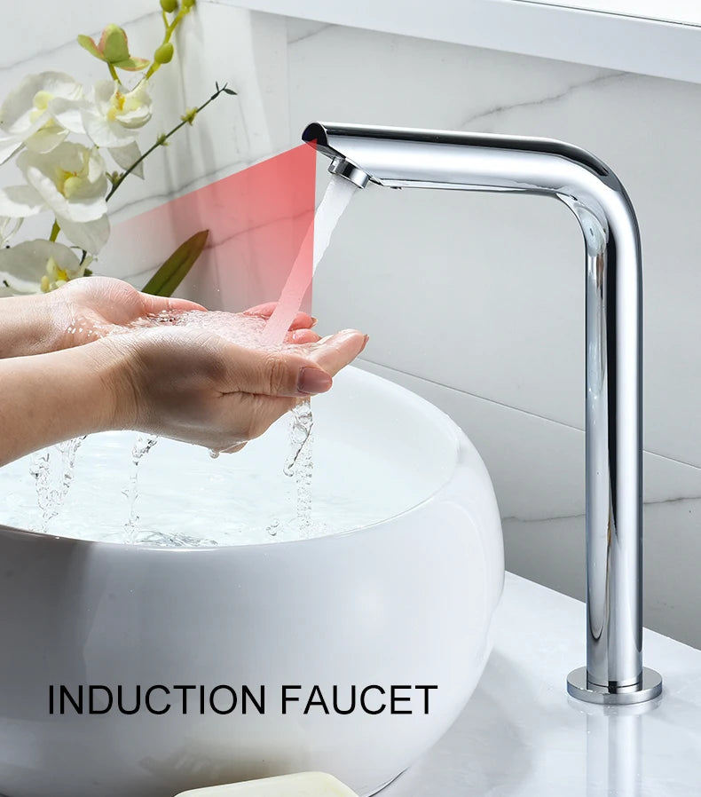 Sensor Basin Faucet – Chrome Deck-Mounted Automatic Water Mixer Tap - Loovy # 