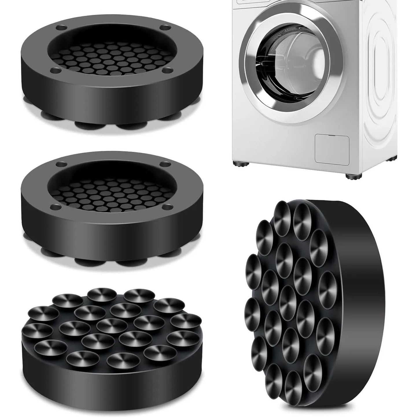4 Pack Anti-Vibration Washing Machine Pads - Reduces Noise & Protects Floors - Loovy # 