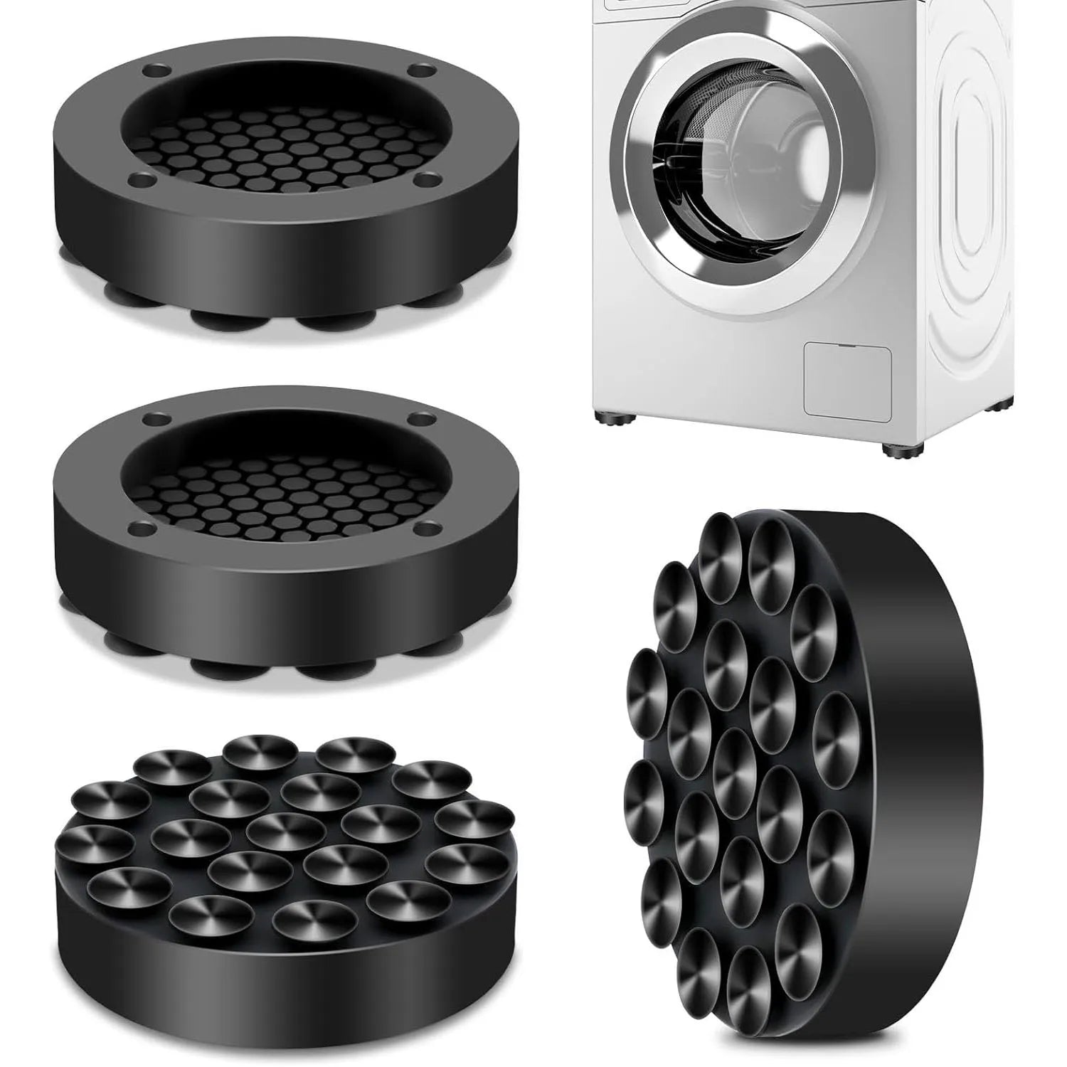 4 Pack Anti-Vibration Washing Machine Pads - Reduces Noise & Protects Floors - Loovy # 