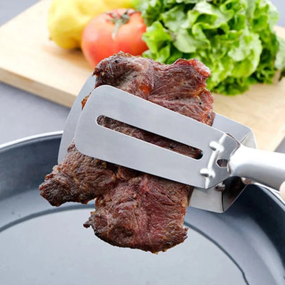 Multifunctional Stainless Steel Frying Shovel & Clip - BBQ, Grilling & Kitchen Tool - Loovy # 