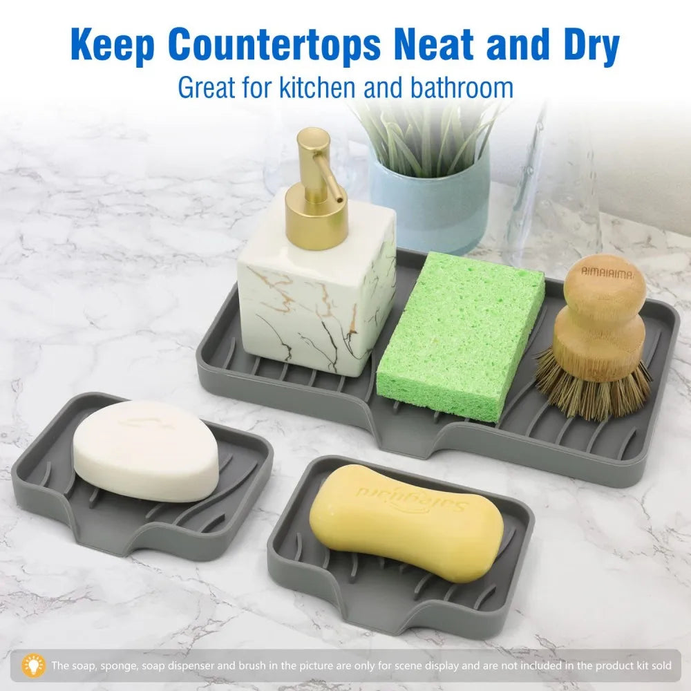 Silicone Soap Dish with Drainage - Self-Draining for Bathroom & Kitchen - Loovy # 