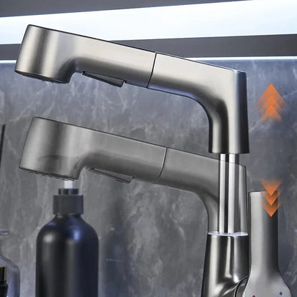 360-Degree Rotating Pull-Out Bathroom Faucet with Hot and Cold Water Control - Loovy # 