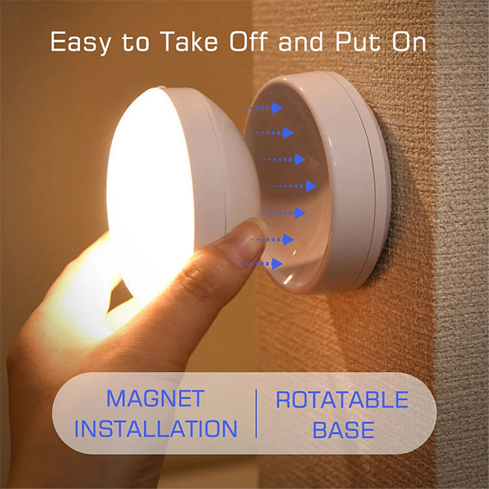 360° Rotating PIR Motion Sensor Night Light – Wireless Rechargeable LED Lamp - Loovy # 