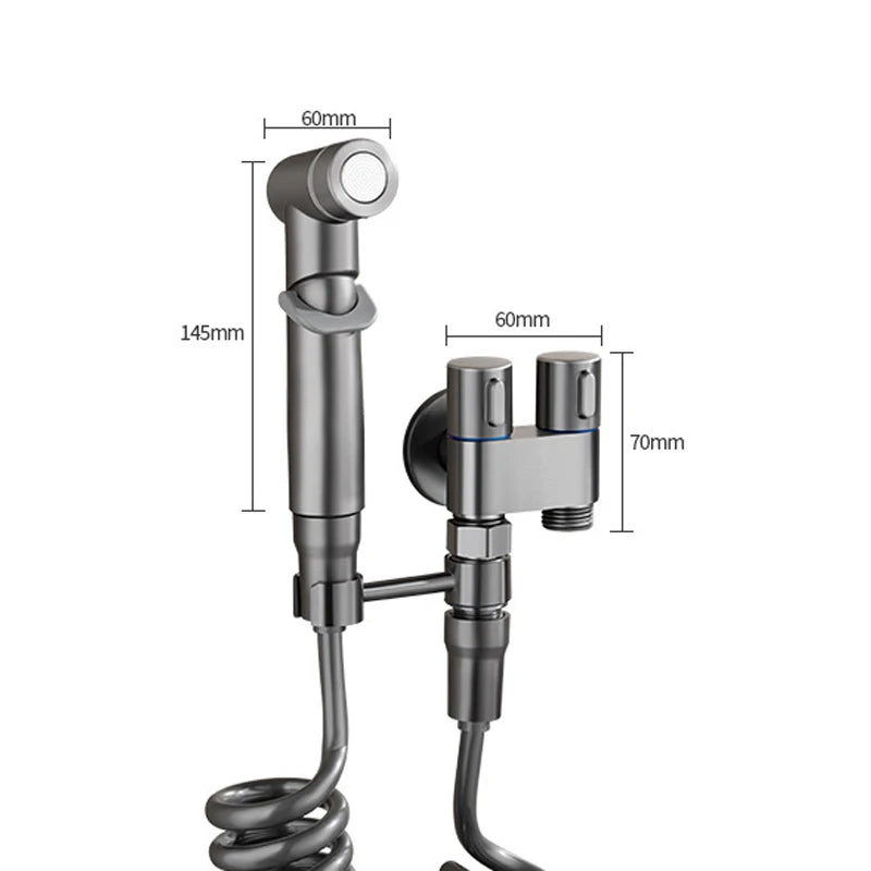Zinc Alloy Wall-Mount Toilet Bidet Sprayer Set with Dual Outlet - Loovy # 