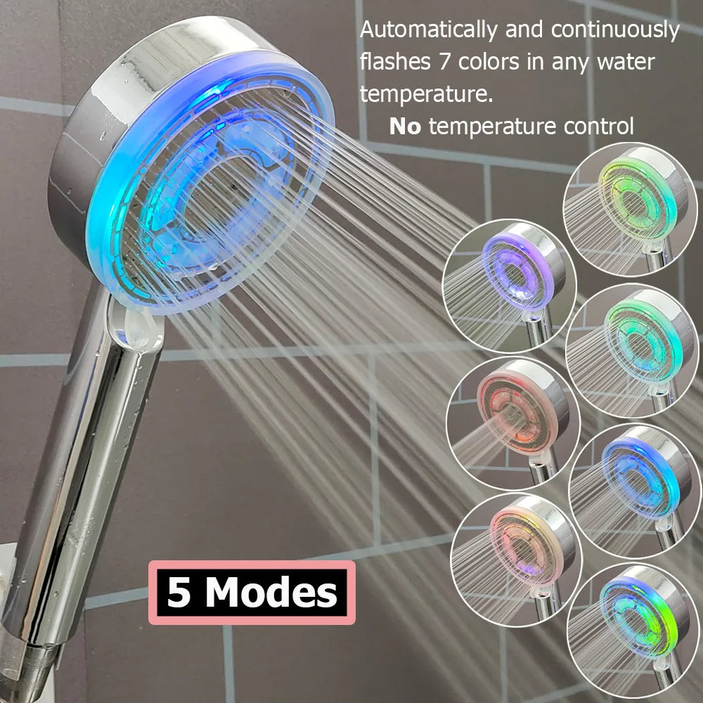 5-Mode LED Shower Head with Temperature Control - High Pressure & Water-Saving - Loovy # 