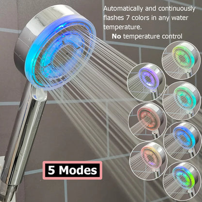 5-Mode LED Shower Head with Temperature Control - High Pressure & Water-Saving - Loovy # 